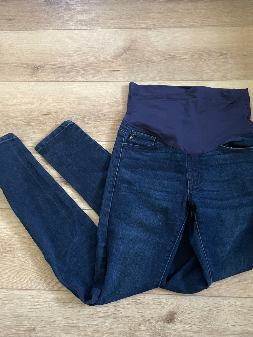 Maternity Dark Wash Slim fit Jeans Jeans with Knit Panel